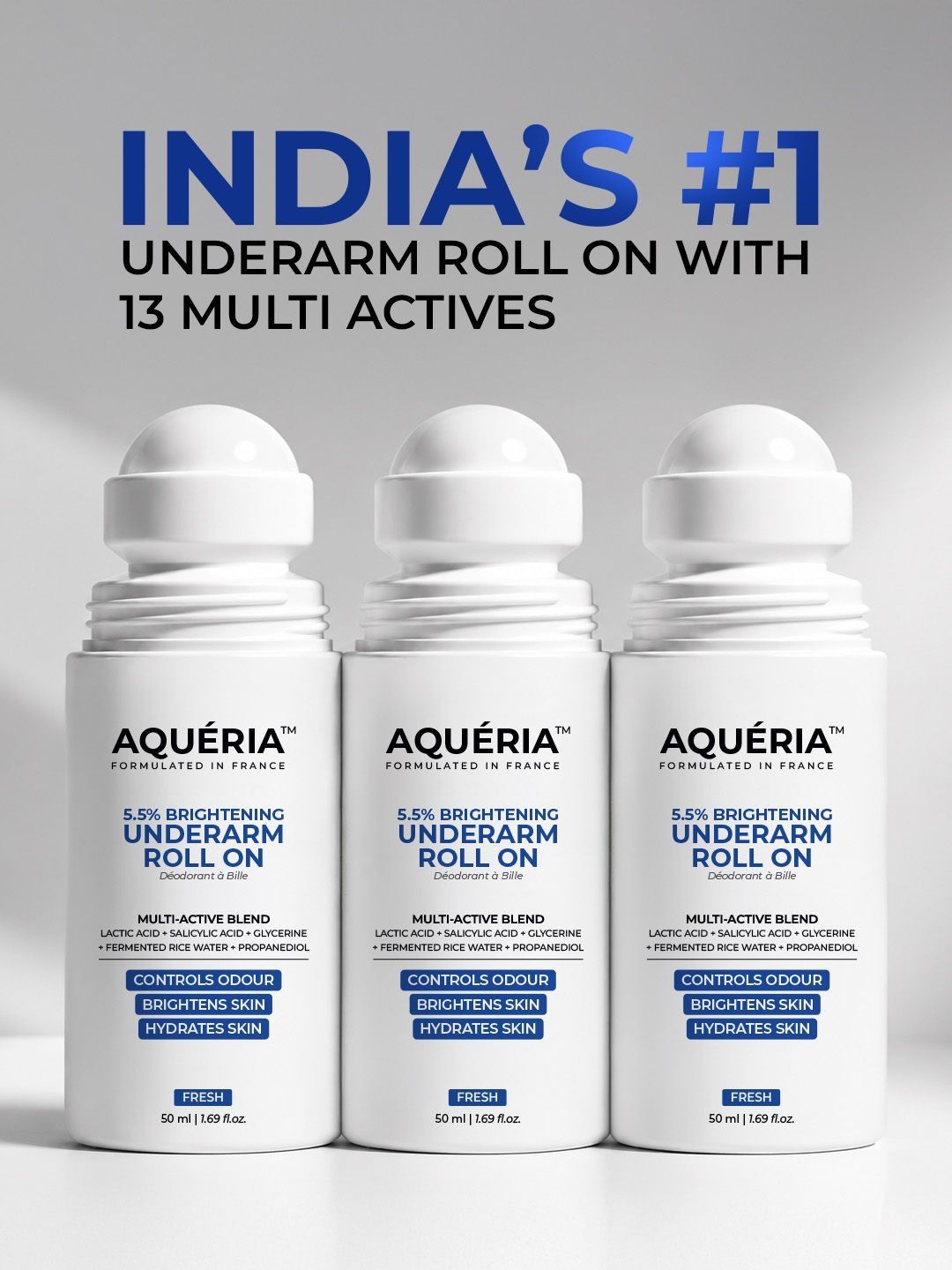 Aqueria Set Of 3 5.5% AHA BHA Brightening Underarm Roll On - 50 ml Each-picture-35