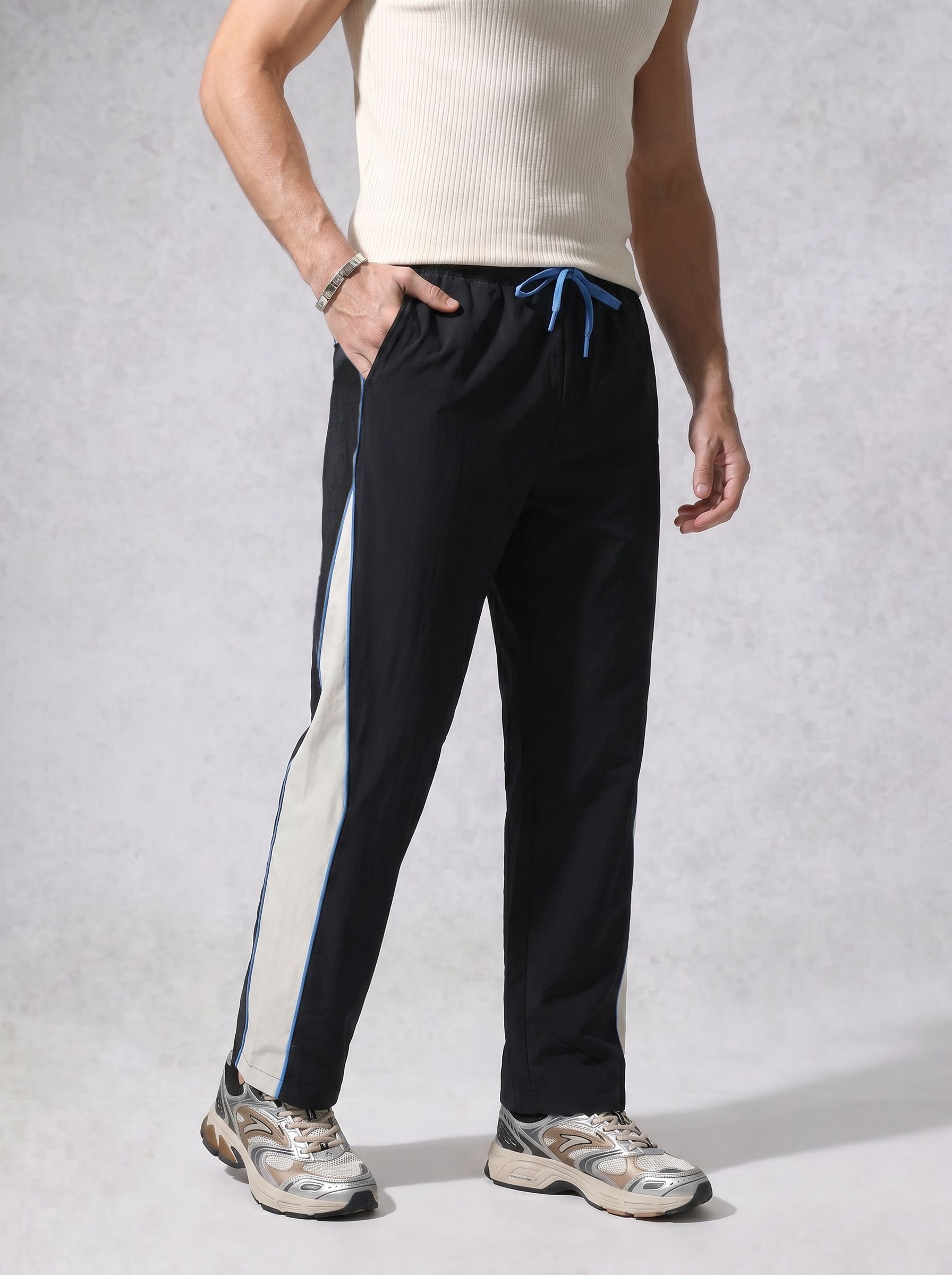 WROGN Men Loose Fit Colourblocked Track Pants-picture-21