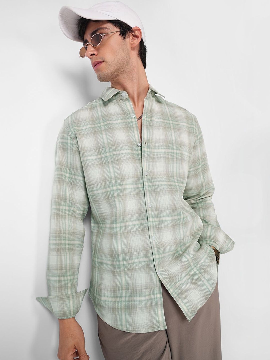 VASTRADO Premium Soft Sage Fine Checks Shirt-picture-23