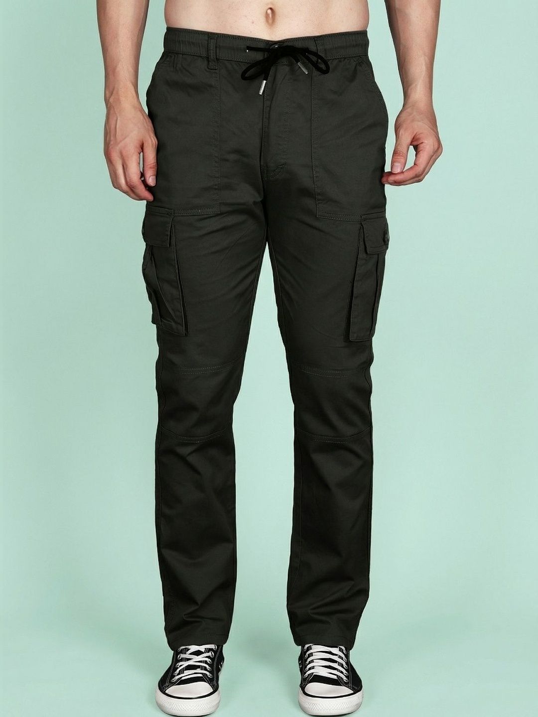 Roadster Men Relaxed Straight Leg Easy Wash Cargos Trousers-picture-33
