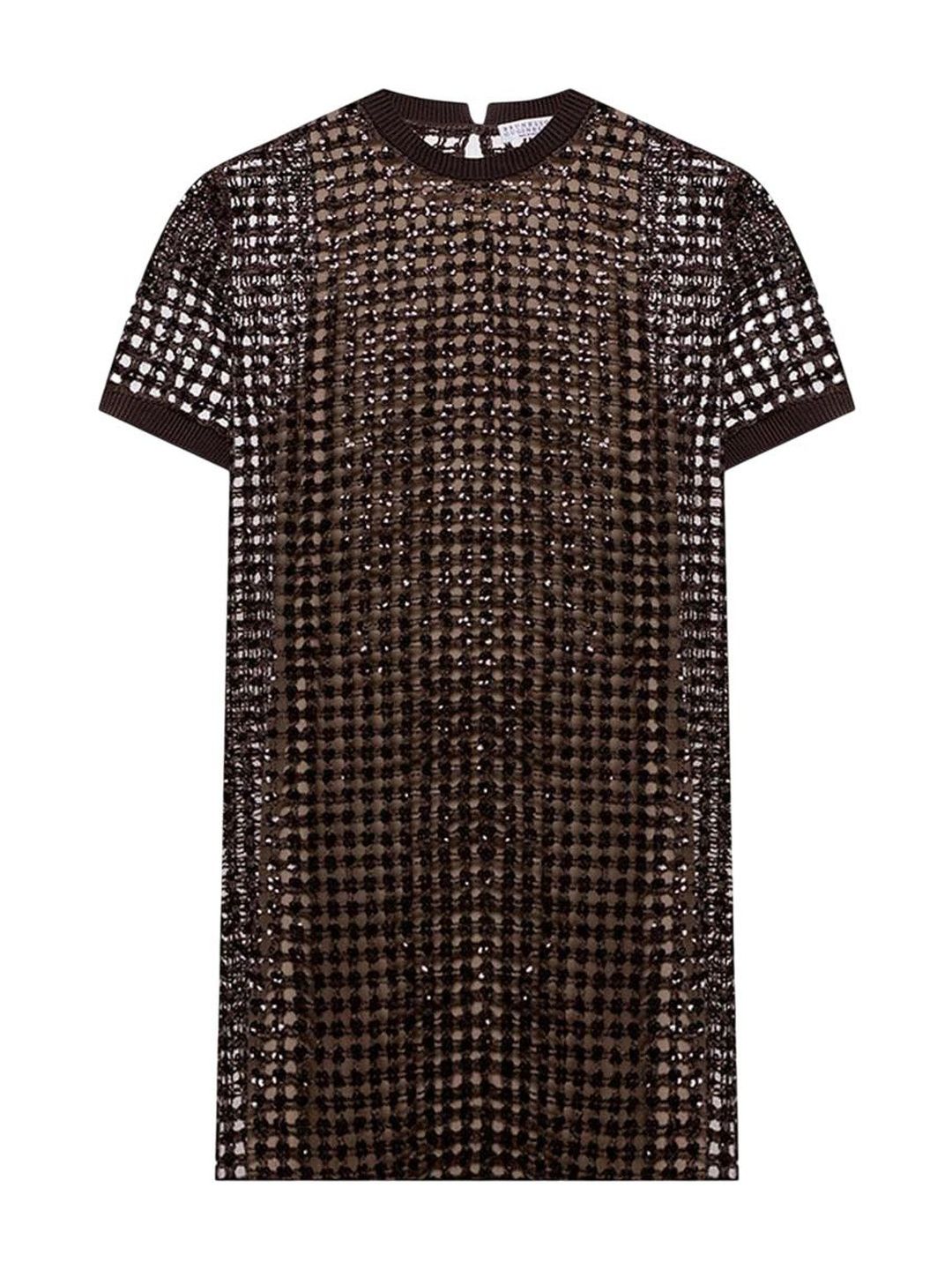 Brunello Cucinelli Brown Sequin mesh dress-picture-11