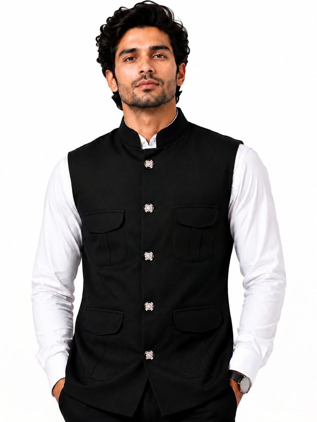 NATURE CRAFT Woven Nehru Jackets-picture-26