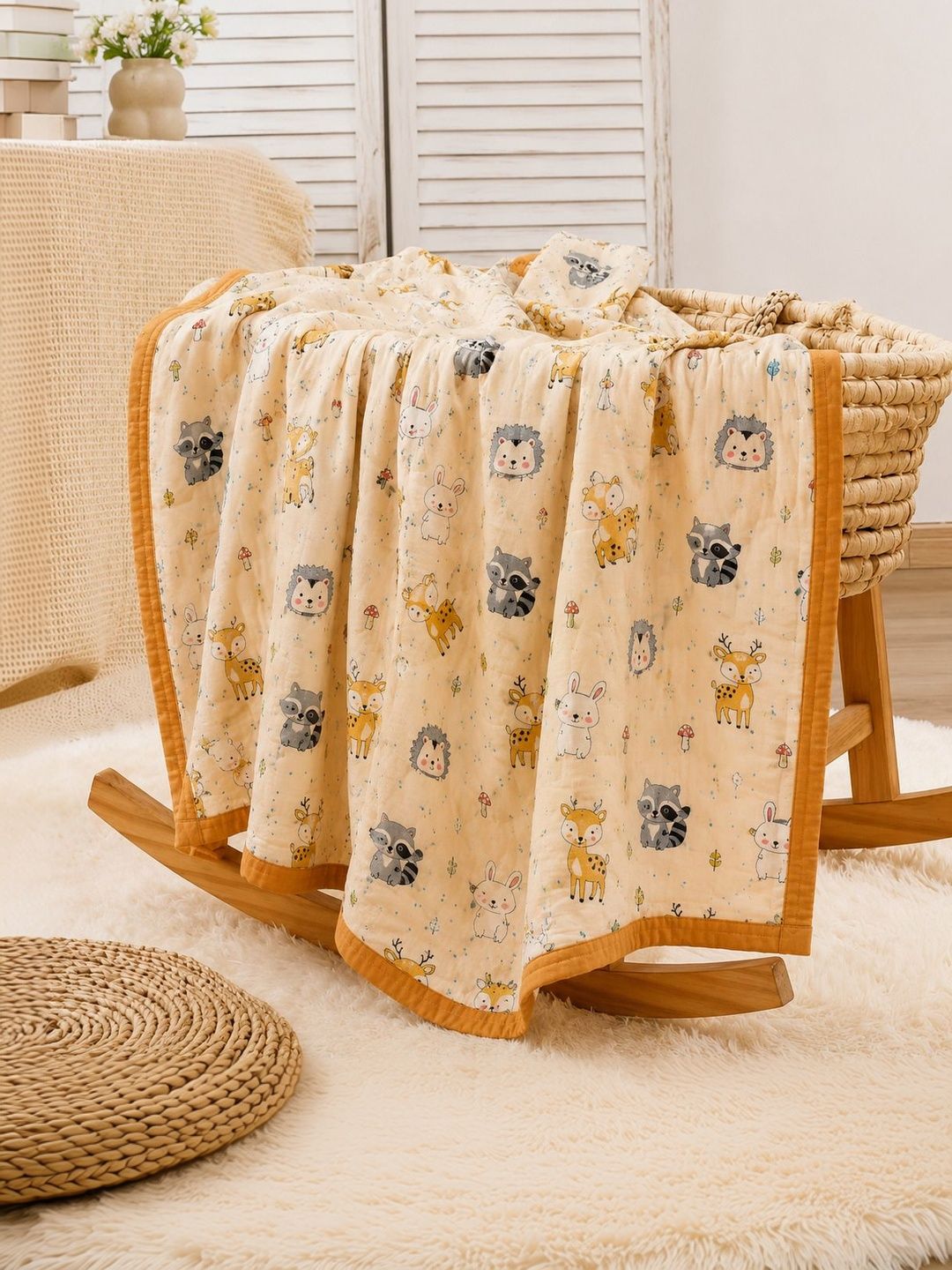 Dhrohar Beige Cartoon Characters AC Room 120 GSM Blanket-image-16