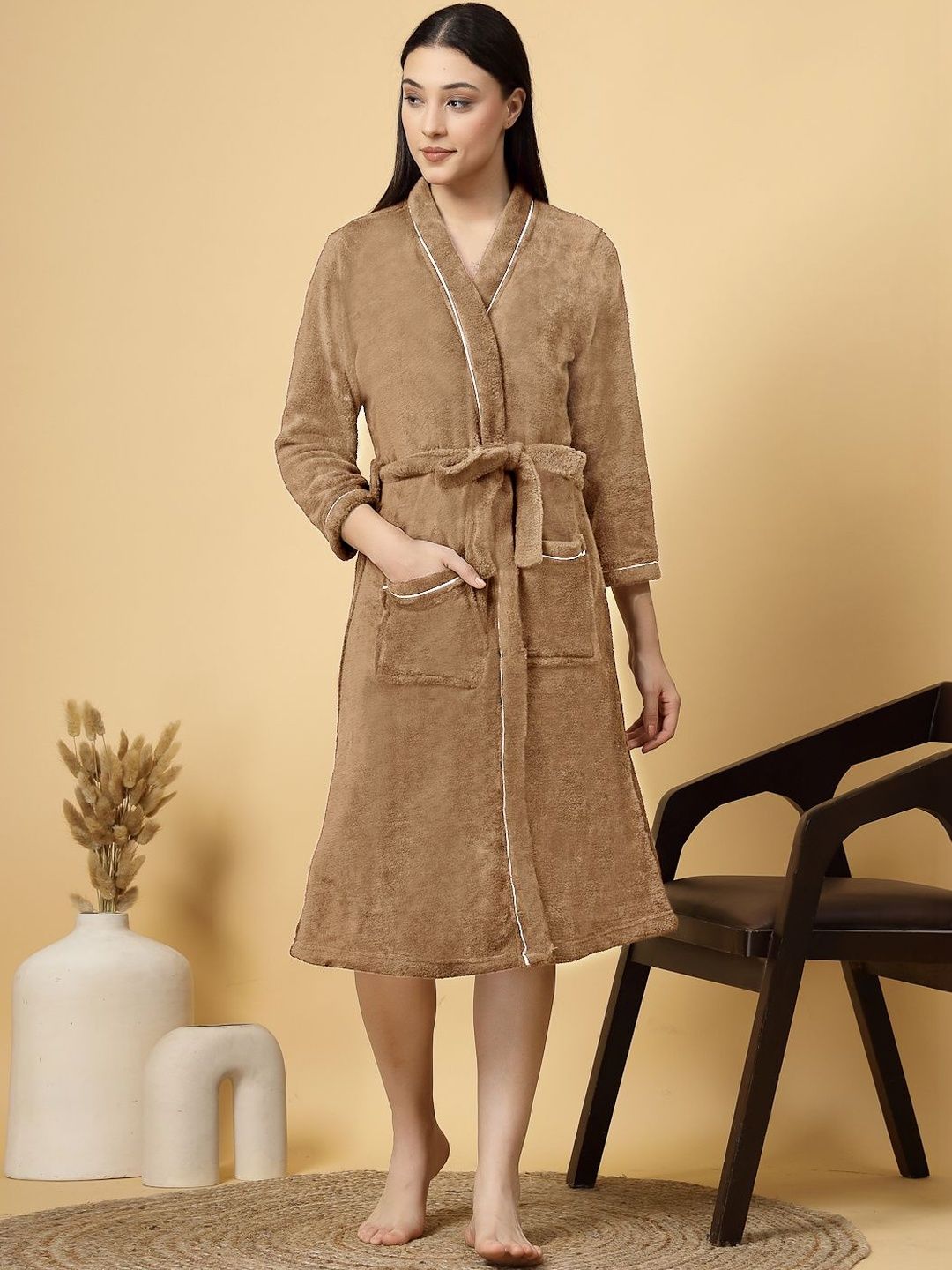 Myntra Elegant Homes Cotton Bath Robe With Belt-image-49