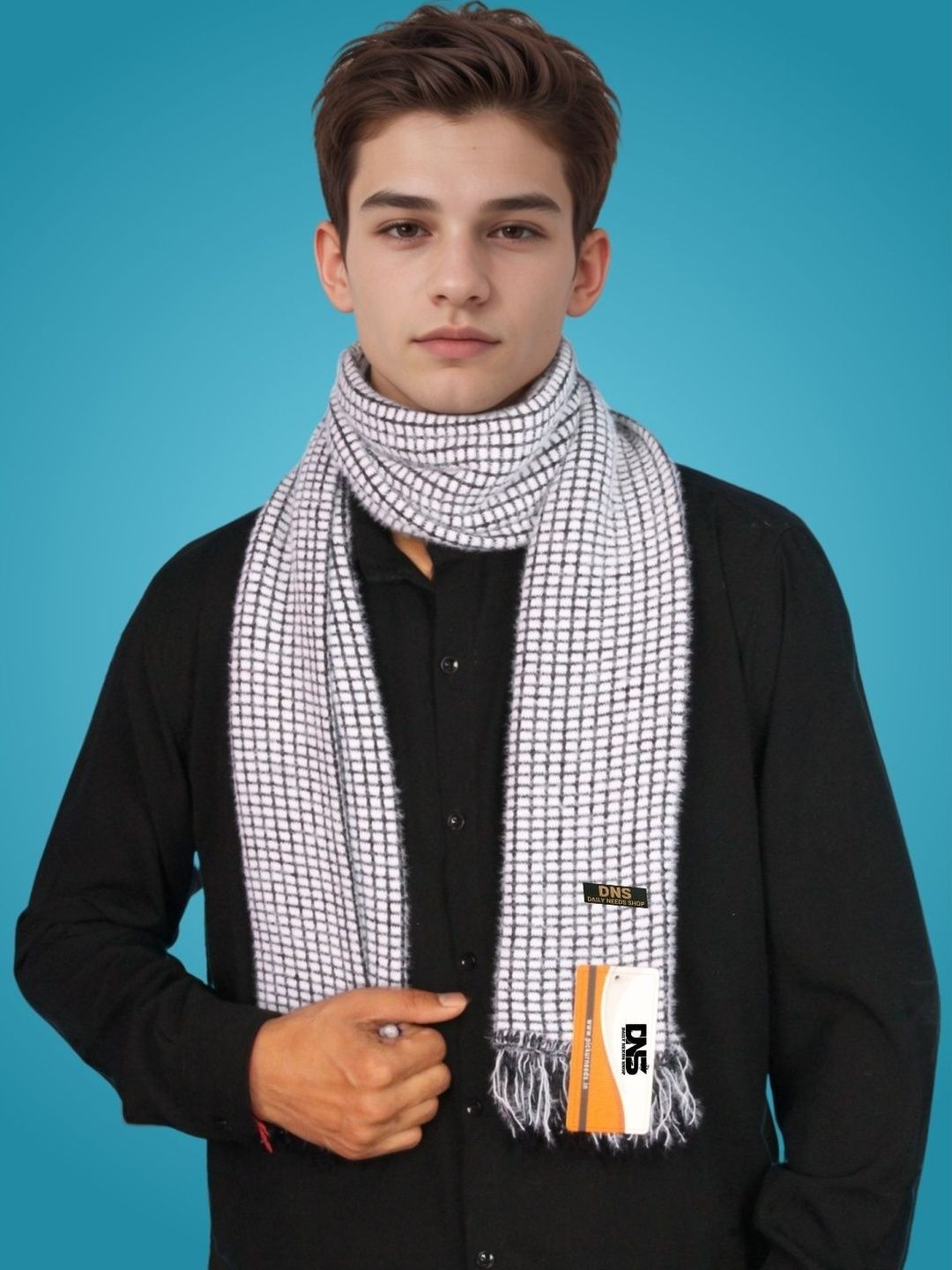 Daily Needs Shop Men Checked Merino Wool Mufflers-image-28