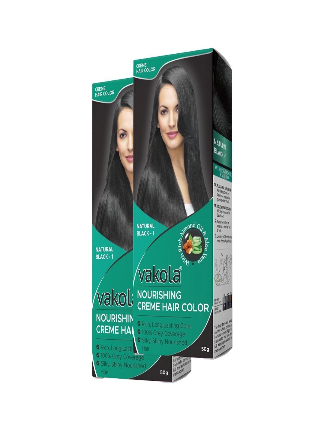 VAKOLA Set Of 2 Nourishing Creme Hair Color - 50 g Each - Natural Black-picture-10