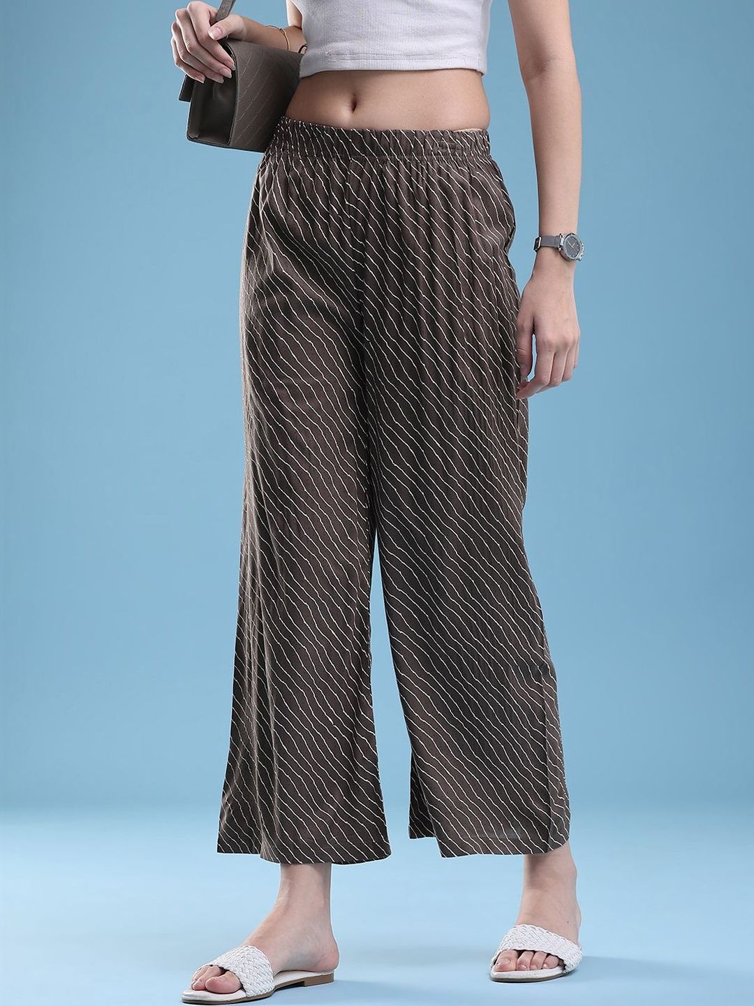 V-Mart Women Striped Cropped Ethnic Palazzos-image-36