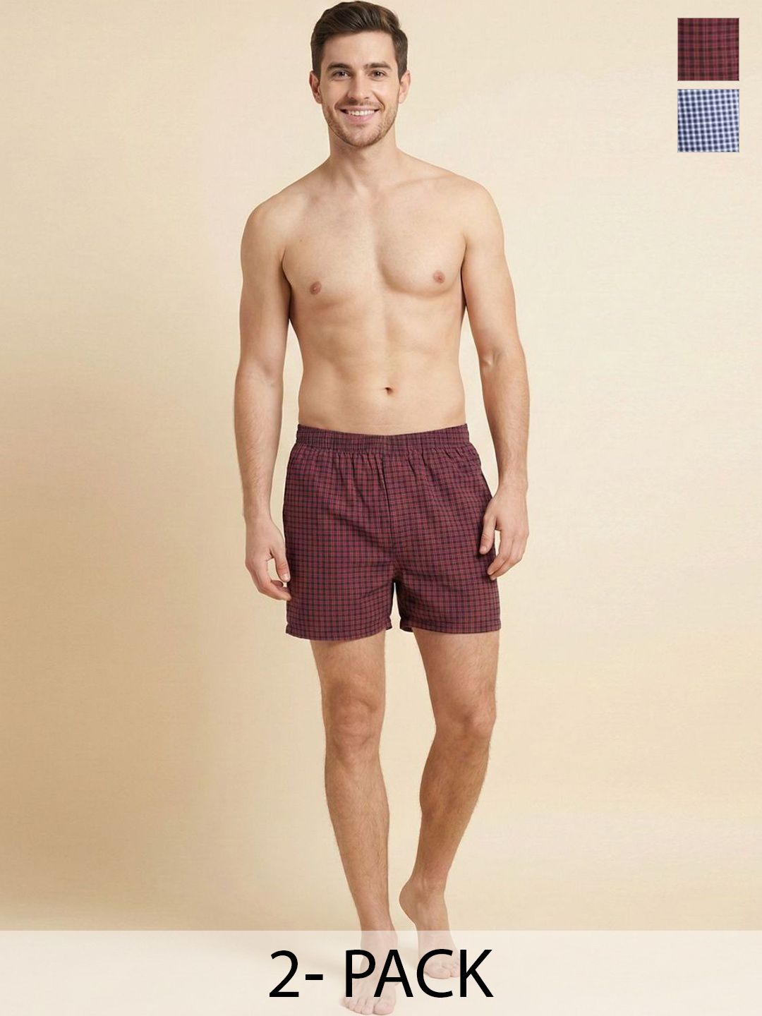 24 Street Pack Of 2 Checked Woven Boxers-picture-19