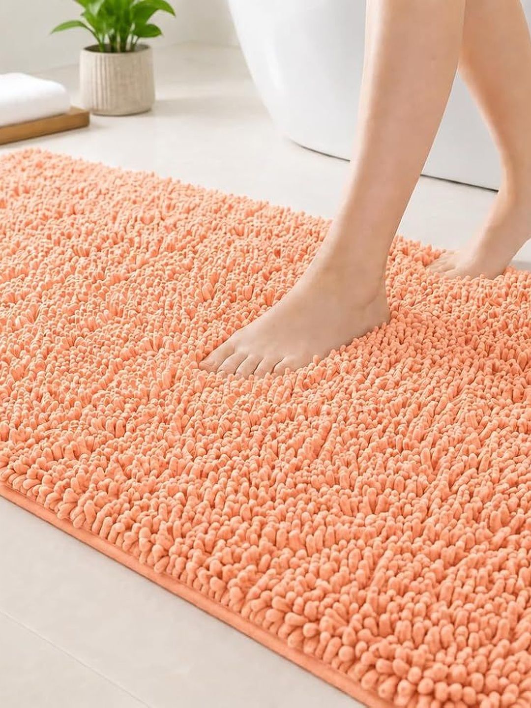Dolce Casa Peach Cotton 300 GSM Anti-Skid Bath Rugs-image-28