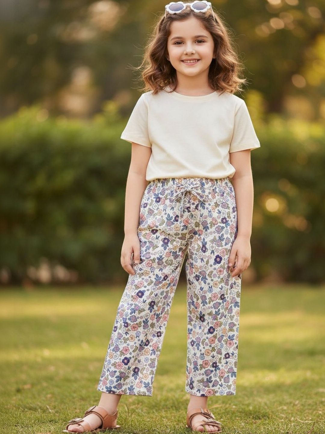 V-Mart Girls Floral Printed Cropped Palazzos-picture-30