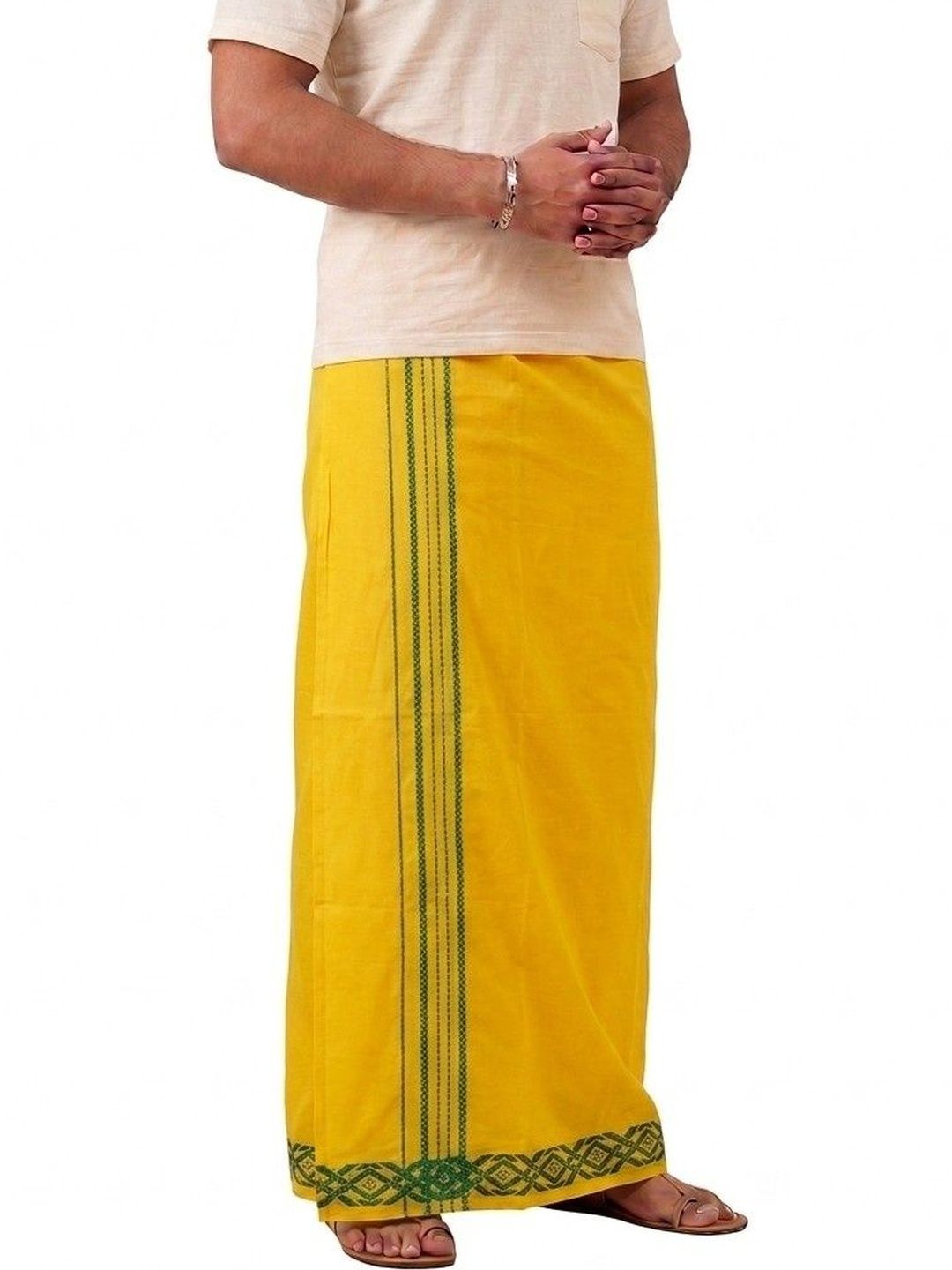 Hornbill Enterprises Men Striped Cotton Dhoti Dhotis-picture-40