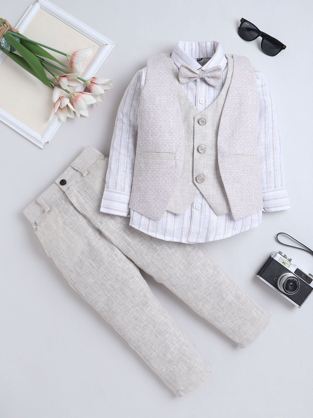 FOURFOLDS Boys Woven Pattern Single-Breasted Three-Piece Suit-picture-20