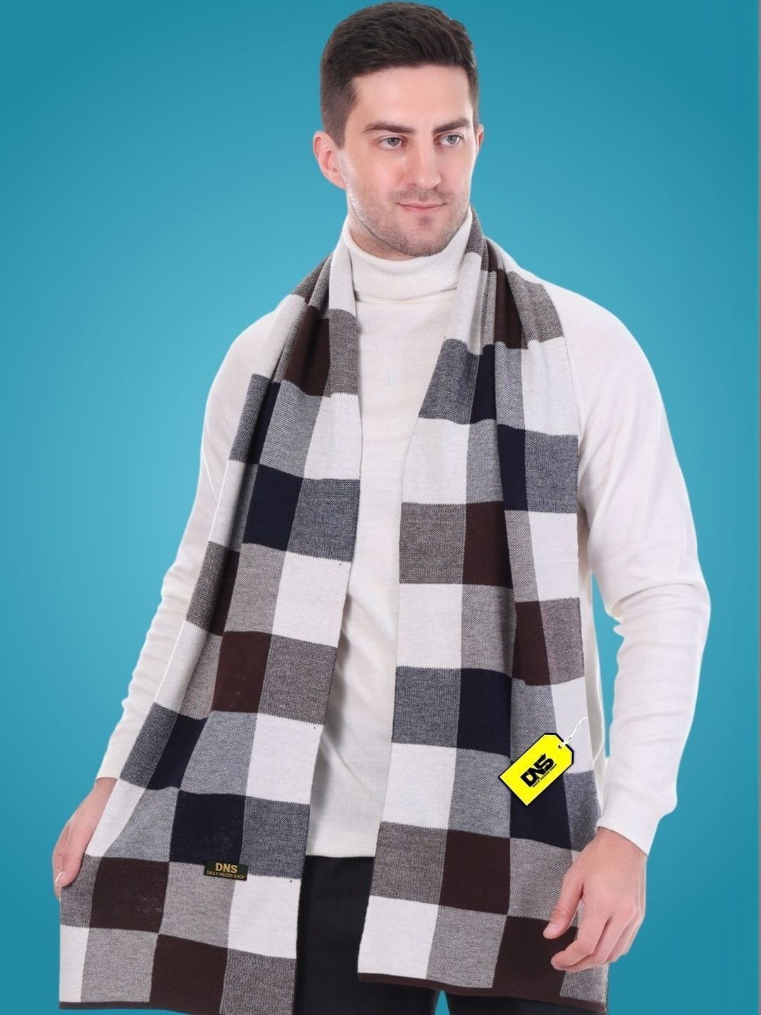 Daily Needs Shop Men Checked Merino Wool Mufflers-image-32