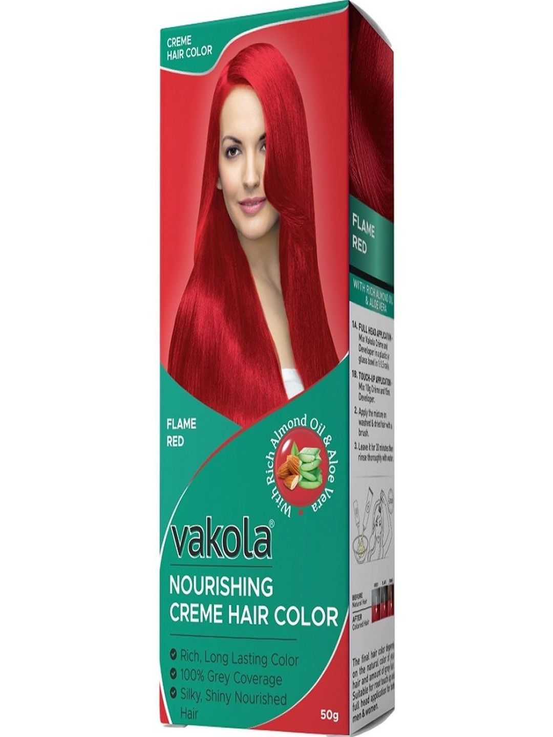 VAKOLA Set Of 10 Nourshing Creme Hair Color - 50 g Each - Flame Red-picture-43