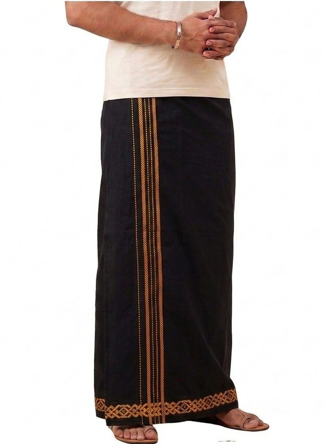 Hornbill Enterprises Men Striped Cotton Dhoti Dhotis-picture-18