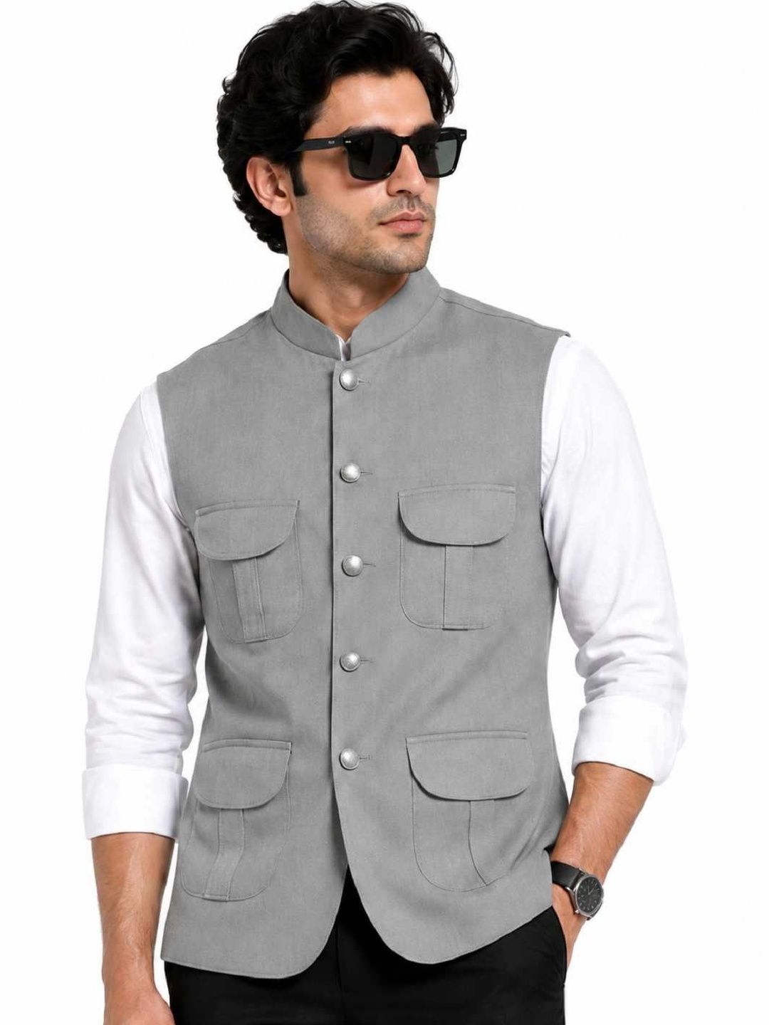 NATURE CRAFT Woven Nehru Jackets-picture-25