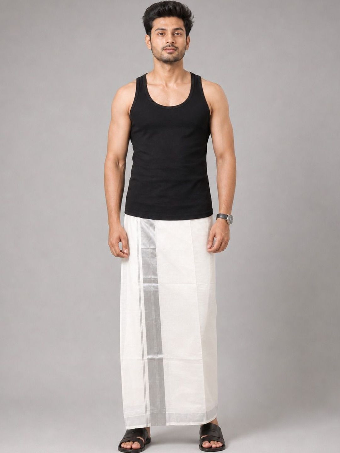 Shyam Handloom Men Striped Cotton Dhoti Dhotis-picture-10