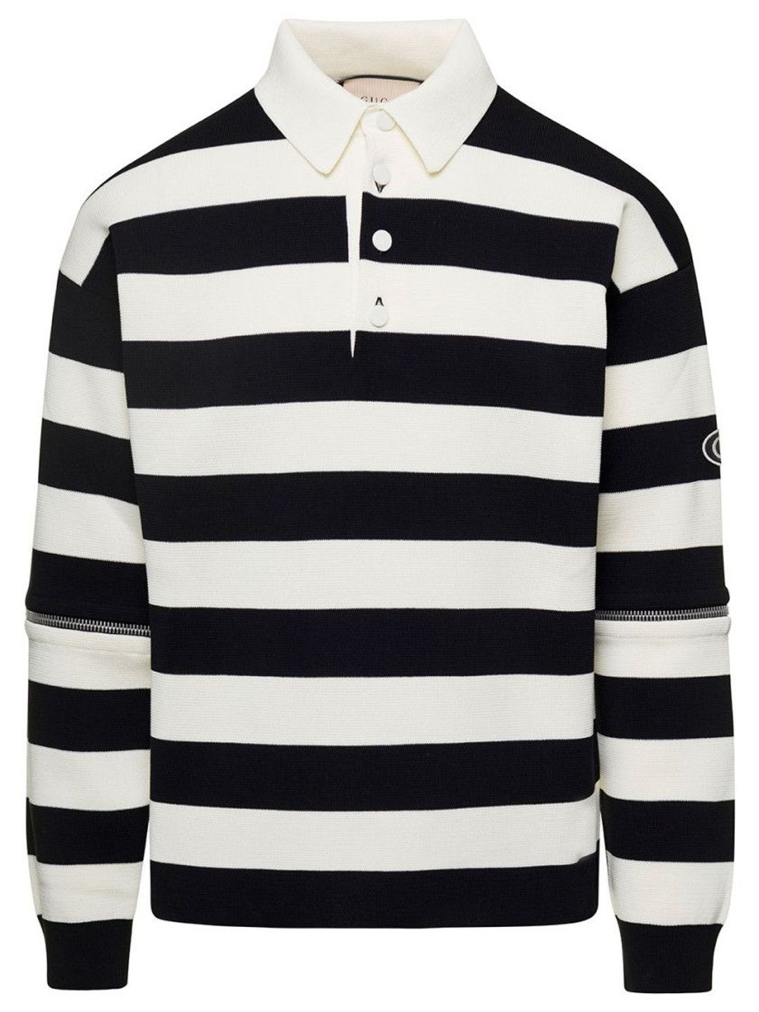 Black Stripes Shirt Collar Polo-image-0