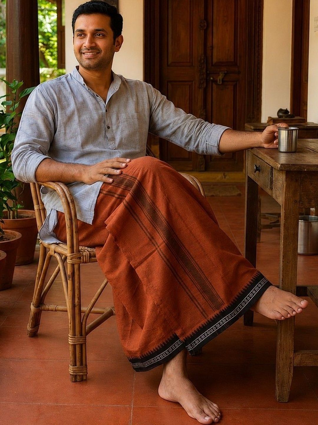 Sharan Elegance Men Striped Cotton Dhoti Dhotis-picture-57