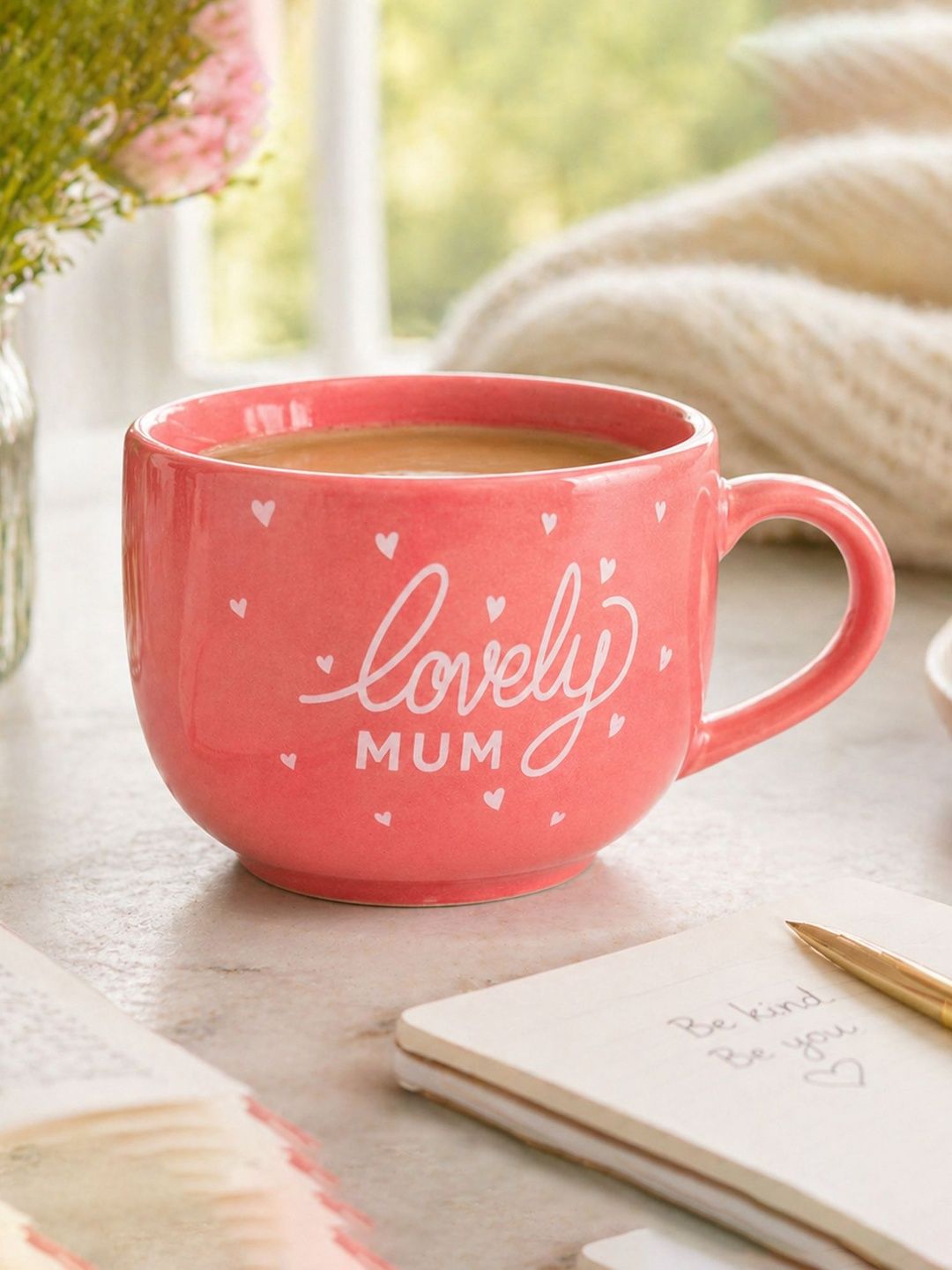Myntra Elegant Homes Pink Text or Slogans Printed Ceramic Glossy Mugs Set of Cups and Mugs-image-28