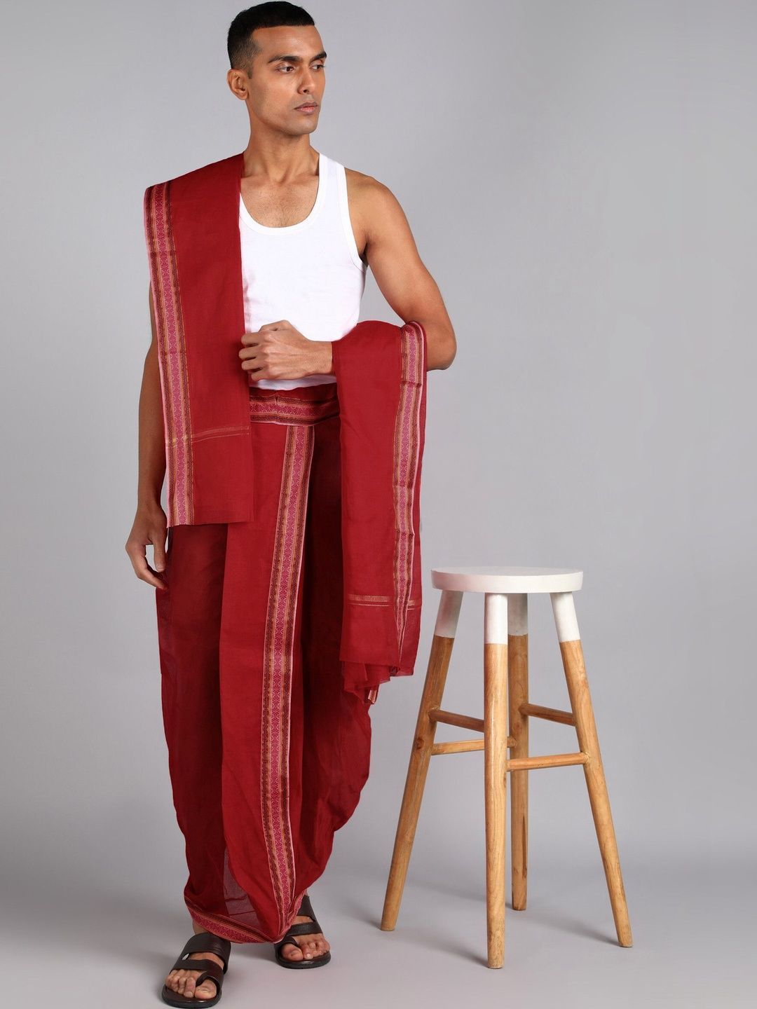 Shyam Handloom Men Embroidered Cotton Dhoti Dhotis-picture-44