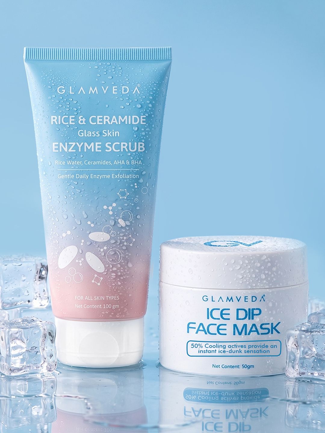 GLAMVEDA Set Of 2 Rice & Ceramide Enzyme Scrub & Ice Dip Cooling Face Mask-image-24