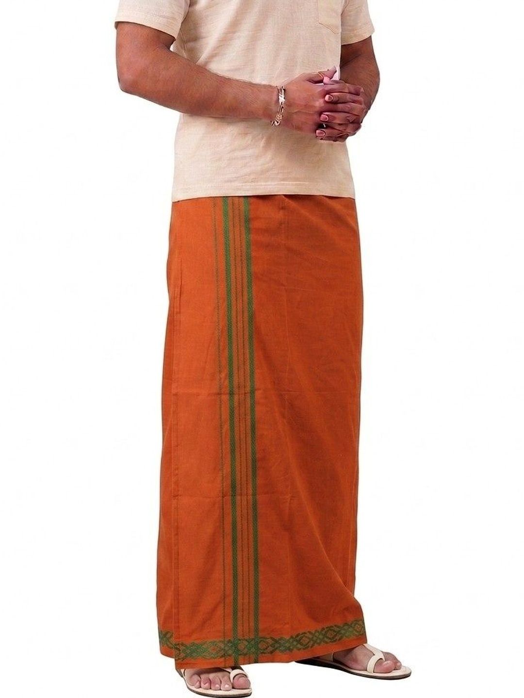 Hornbill Enterprises Men Striped Cotton Dhoti Dhotis-picture-15