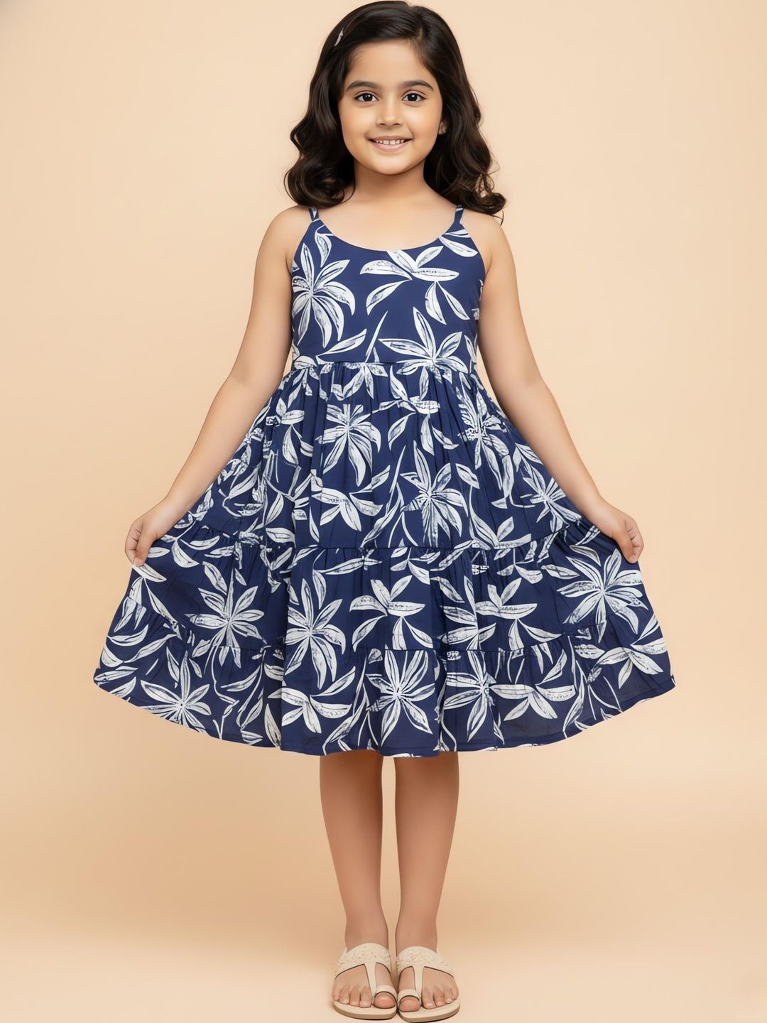 PAVITRA Tropical Print Tropical Cotton Tiered Top-picture-22