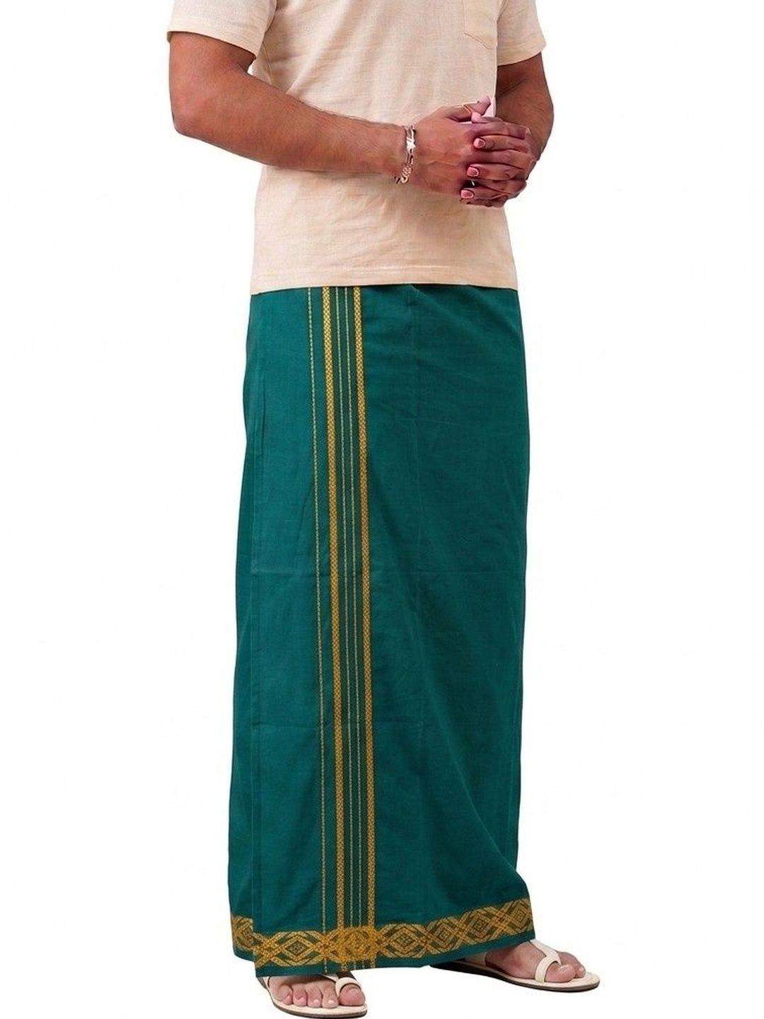 Hornbill Enterprises Men Striped Cotton Dhoti Dhotis-picture-36