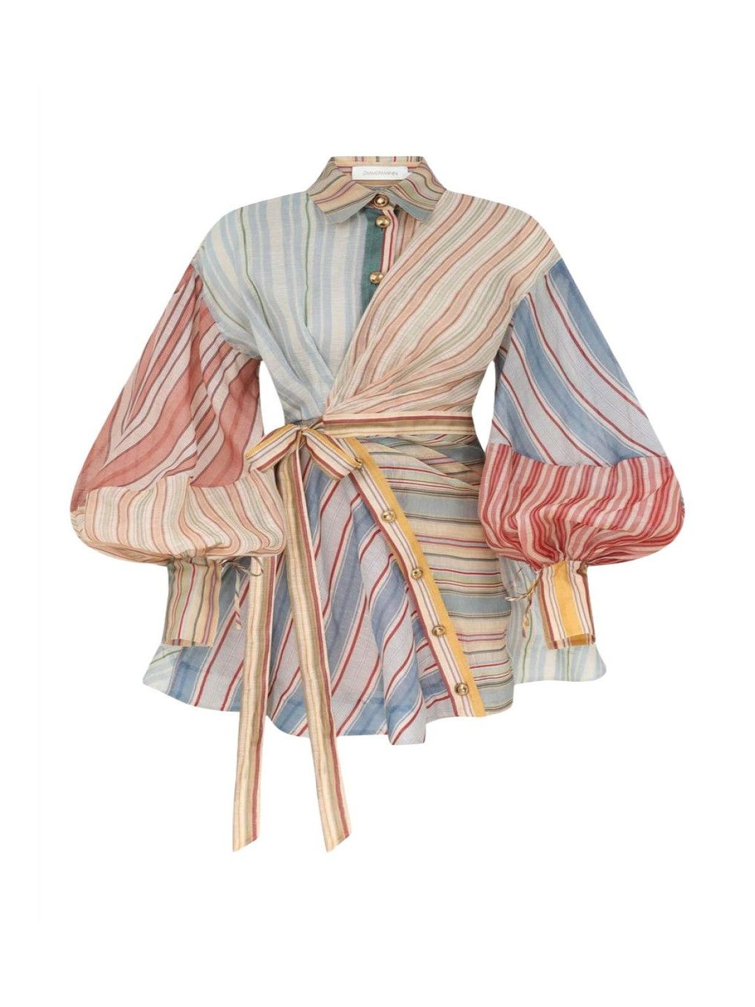 Zimmermann Multicolour Striped Puff-Sleeve Mini Dress-picture-56