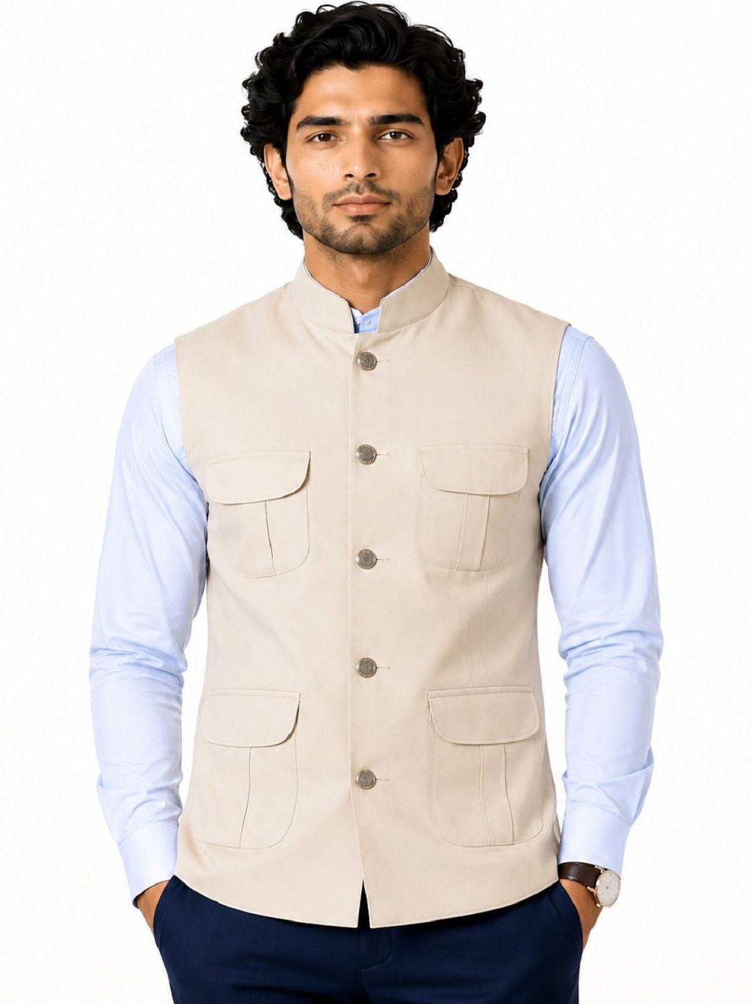 NATURE CRAFT Woven Nehru Jackets-picture-29