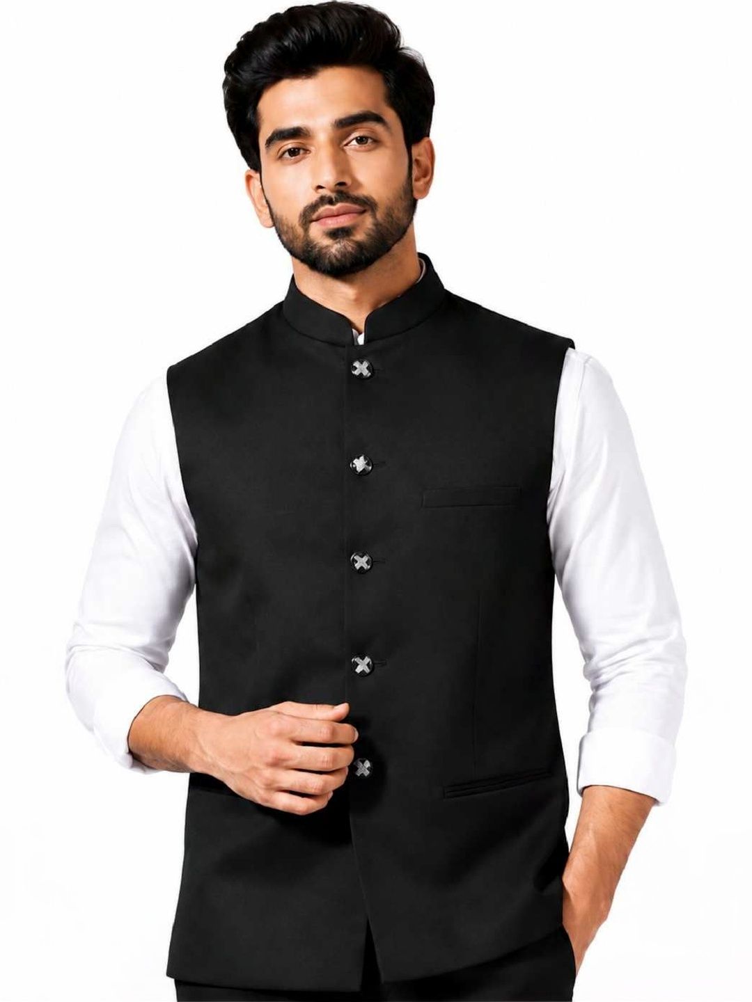 NATURE CRAFT Woven Nehru Jackets-picture-19
