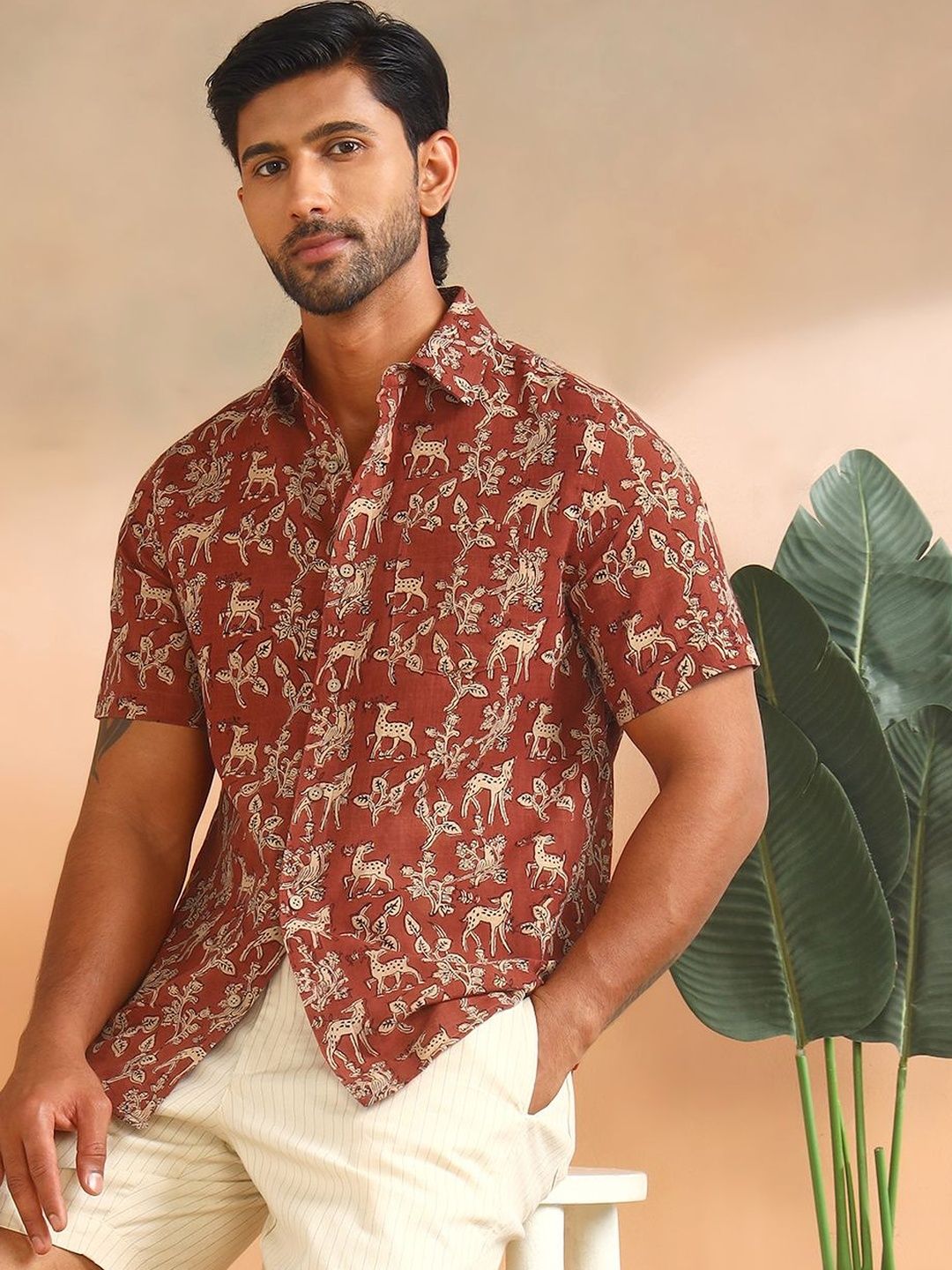 Men Cotton Printed Slim Fit Shirt