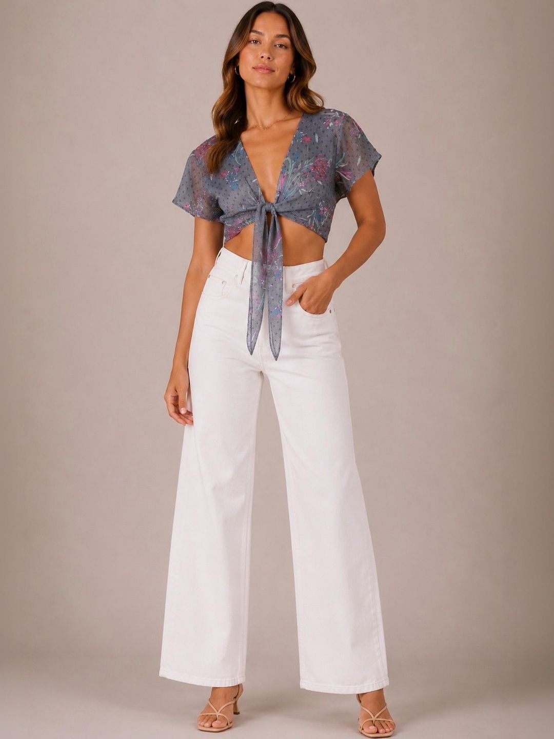 The Shimmer House Women Printed Crop Tie-Up Shrug-picture-32