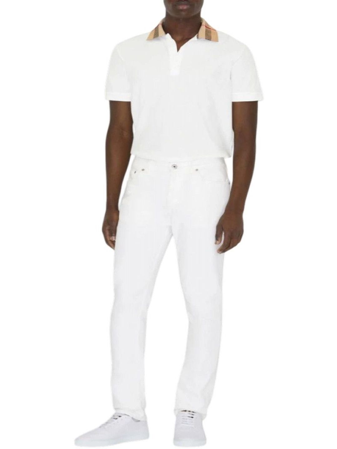 burberry White Check Motif Cotton Polo Shirt-picture-43