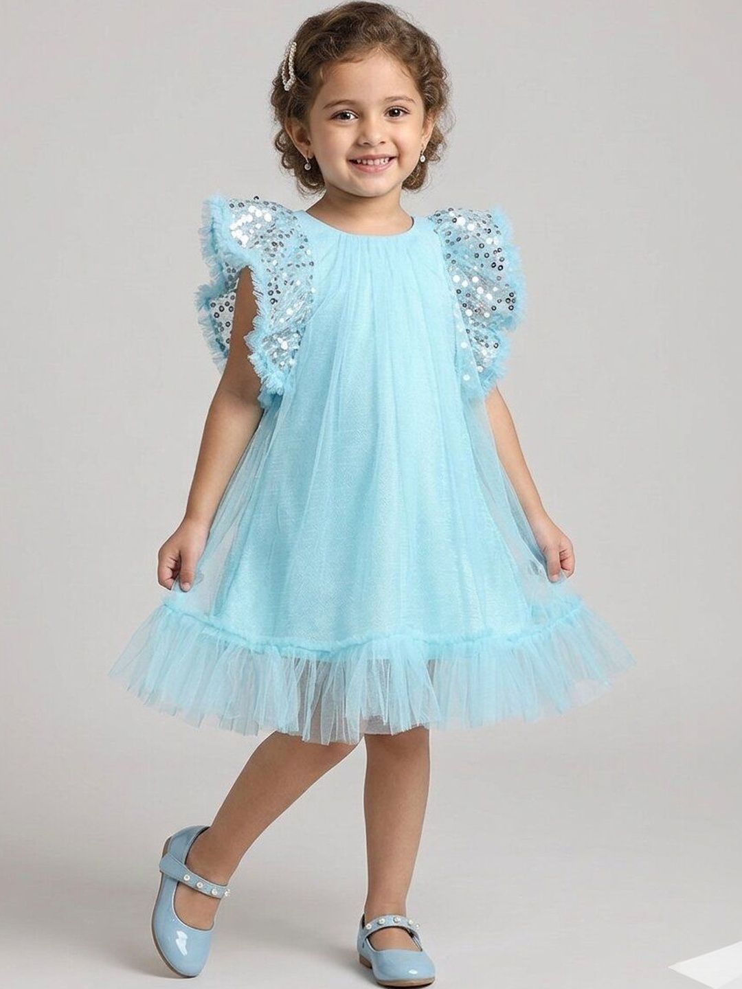 A Little Fable Embellished Flutter Sleeve A-Line Dress-picture-58