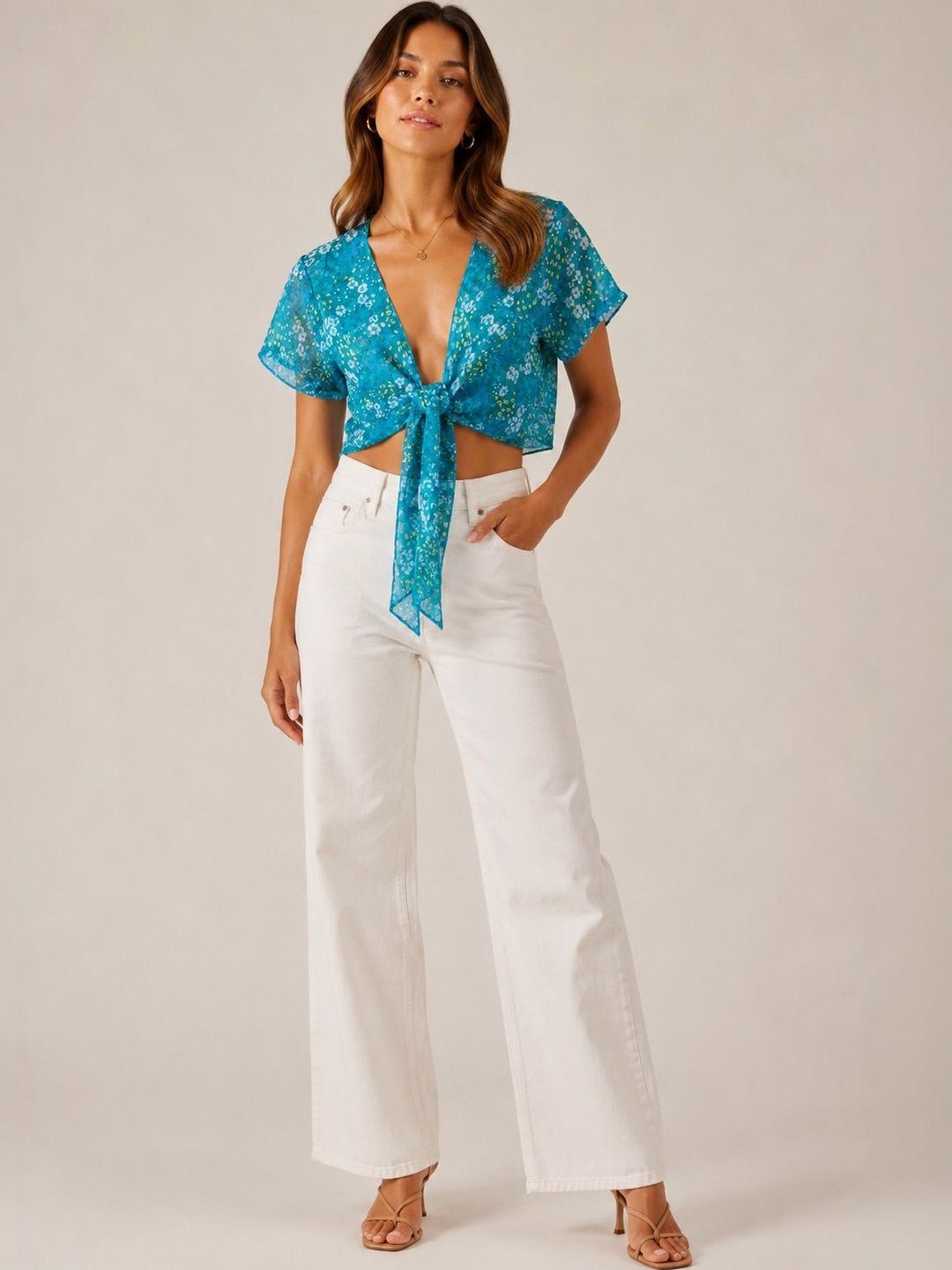 The Shimmer House Women Printed Crop Tie-Up Shrug-picture-24