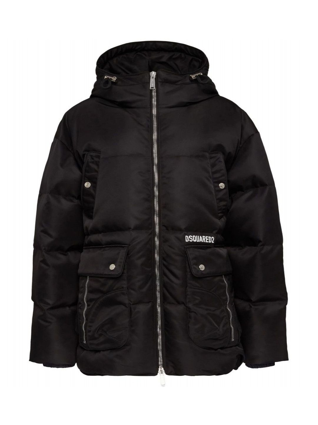 Dsquared2 Black Quilted Hooded Jacket-image-3