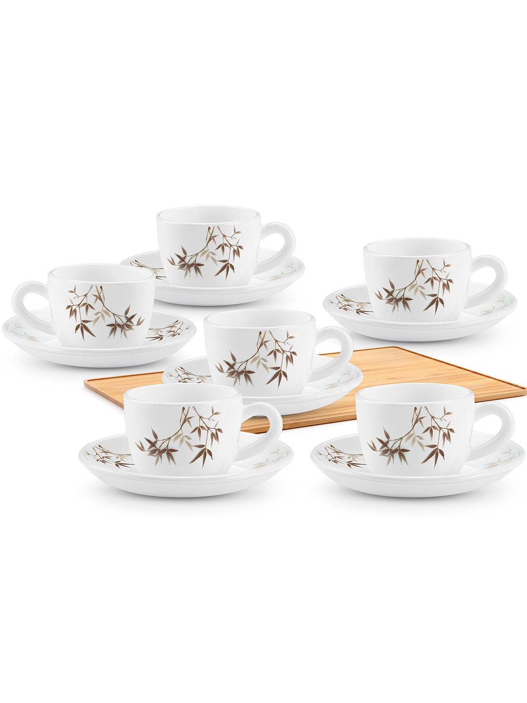 Treo Ophelia Arashi White Opalware Microwave Dishwasher Safe Cup Saucer Set 12 Pc-image-20