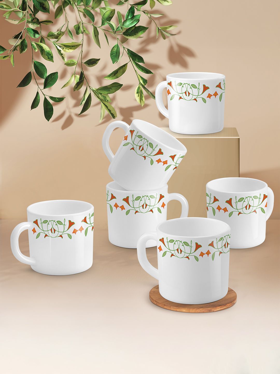 Treo Amara Meena White Opalware Microwave Dishwasher Safe Cup Set 100 ml-picture-24