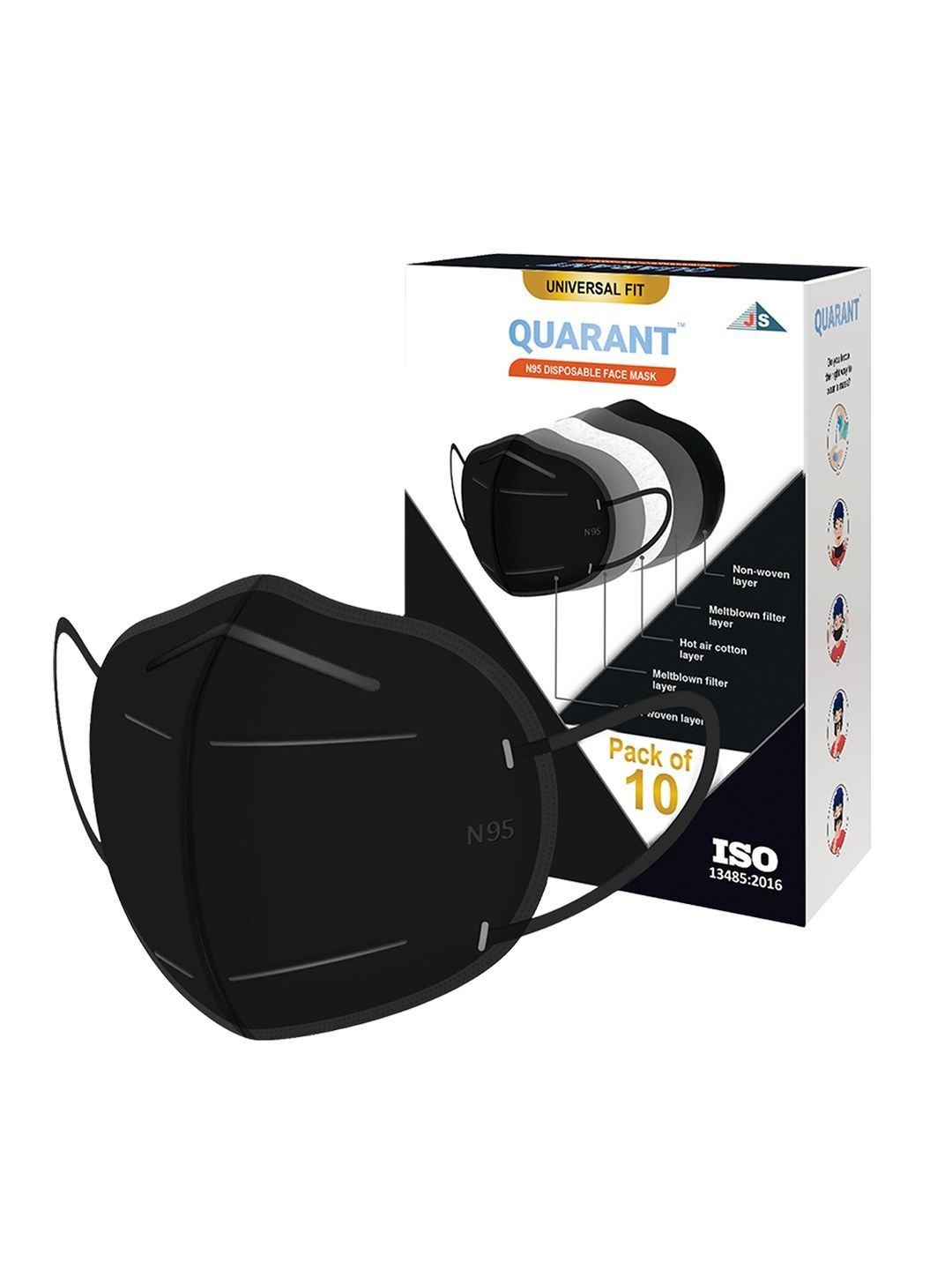 QUARANT Pack of 10 Solid 4-Ply N95 Face Masks-picture-31