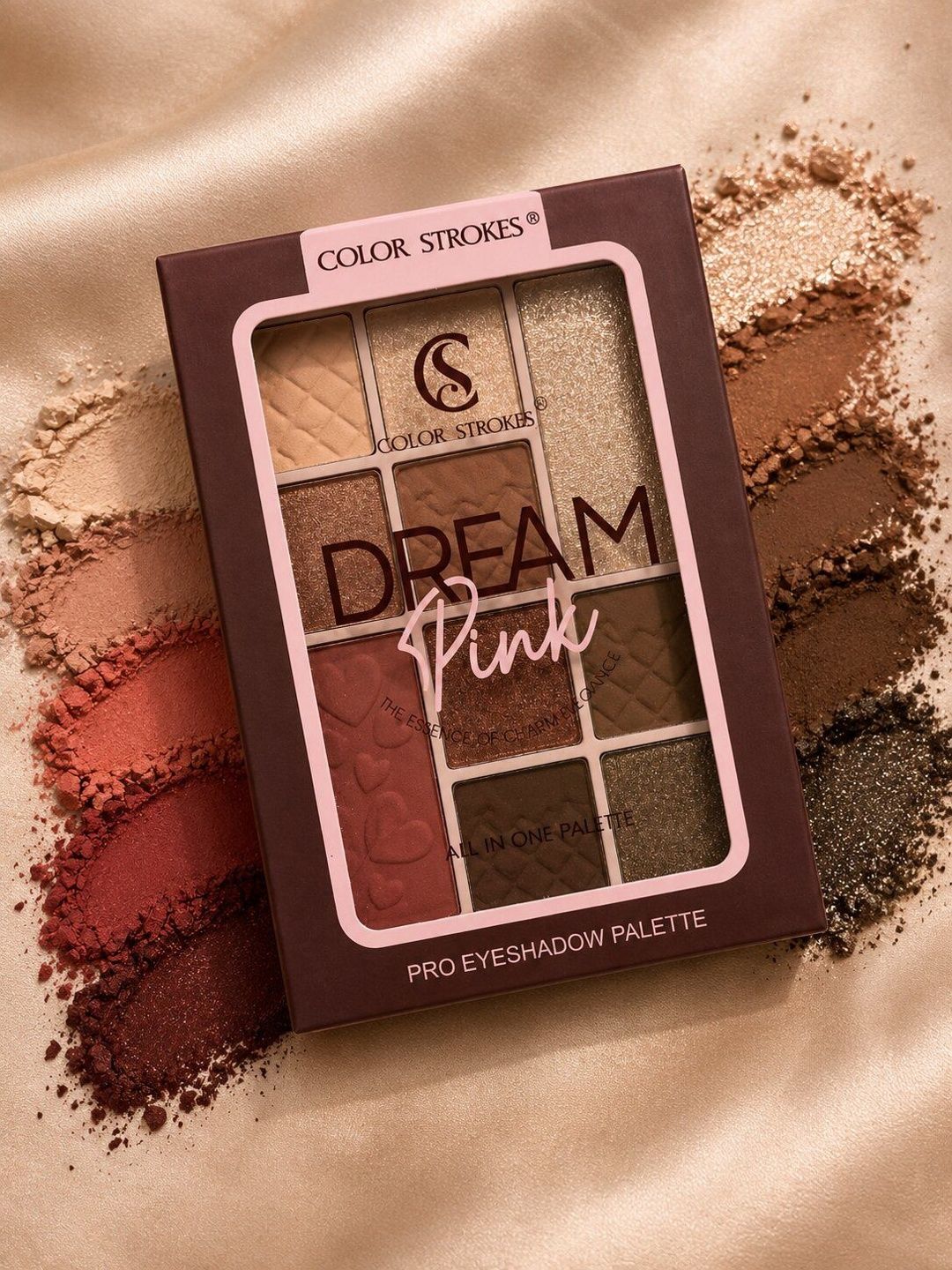 color strokes 10 Shade Matte Shimmer & Glitter Eyeshadow Palette - Dream Pink.C-picture-49