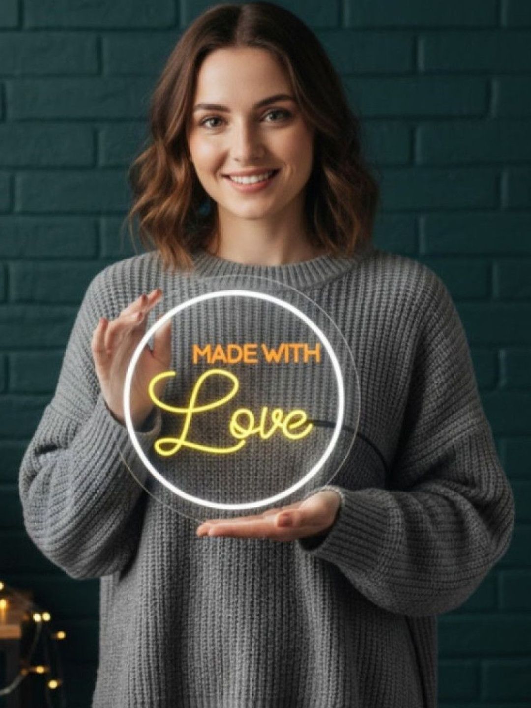 Custom Neon Yellow & Orange Made With Love Neon Sign-picture-47