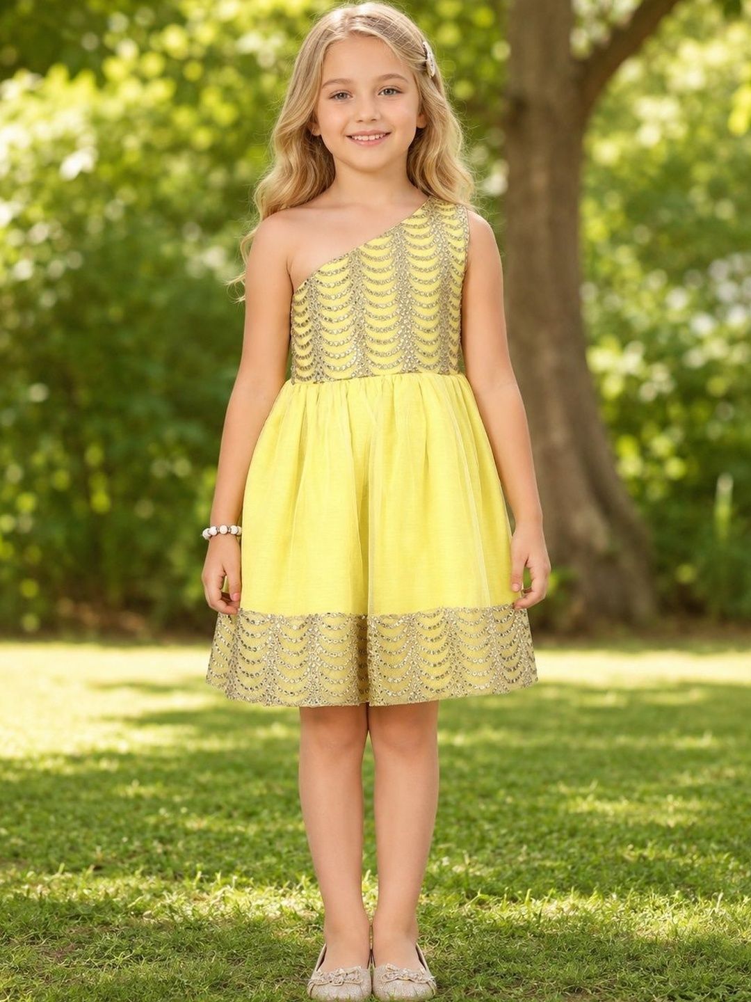 HERE&NOW Embellished Net A-Line Dress-picture-36