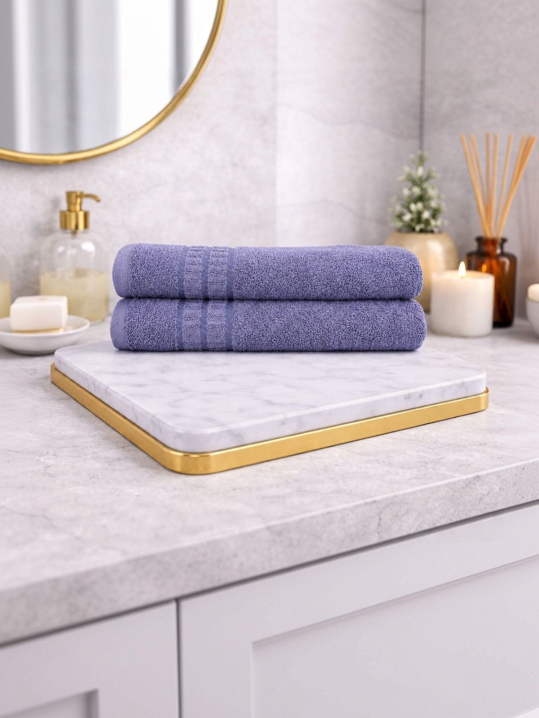 CasPure Set Of 2 Blue Cotton Hand Towels-image-19