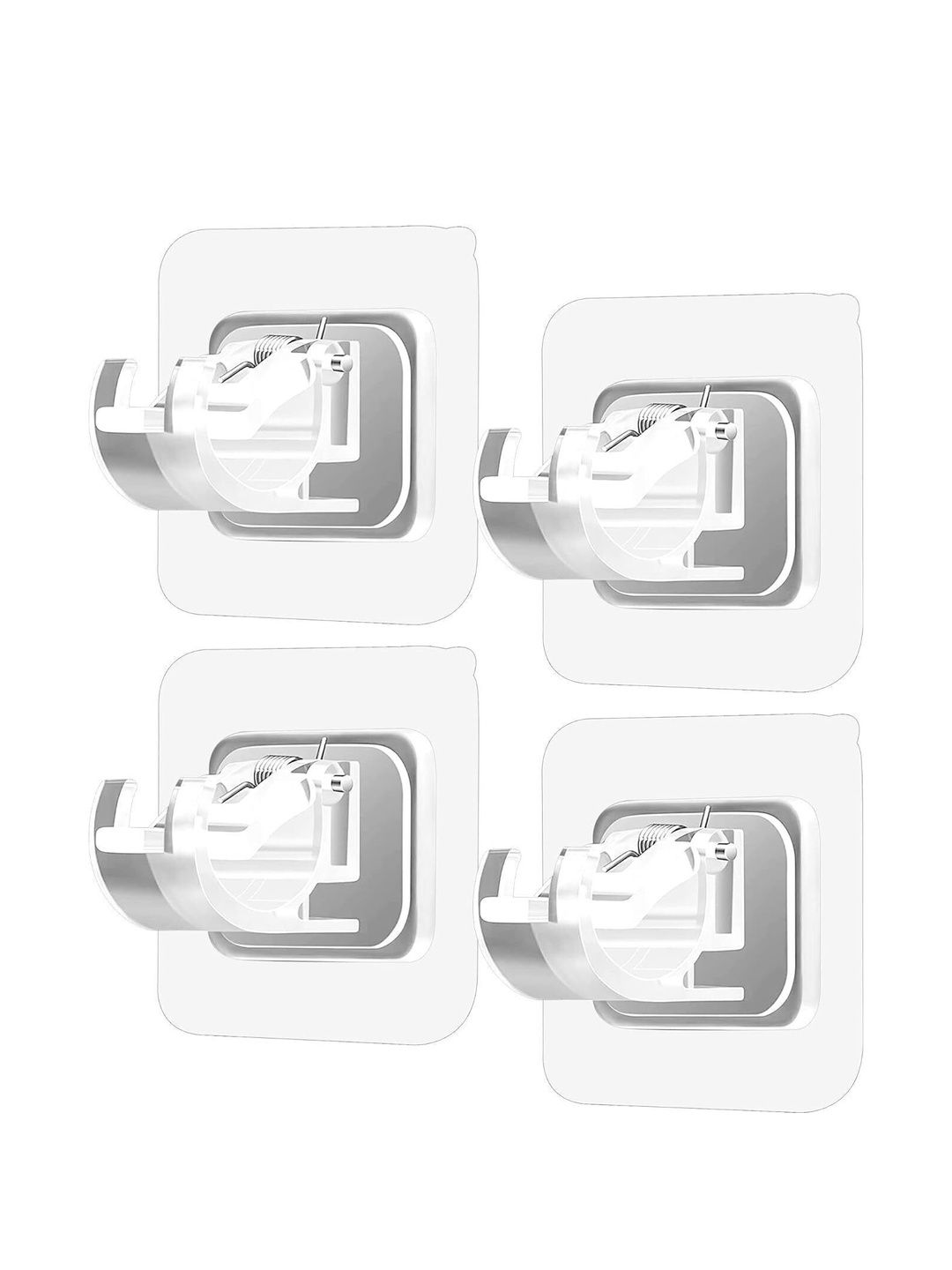 REDCARP Set Of 4 Transparent Adhesive Hooks & Holders-picture-42