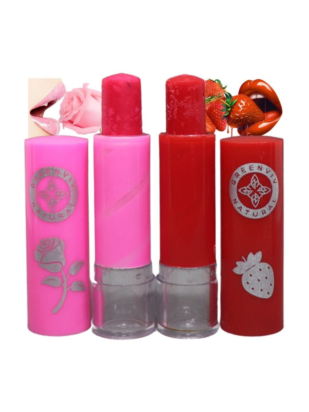 Greenviv Set Of 2 Long Lasting Lip Balm - Pink - Red - 8 g Each-image-49