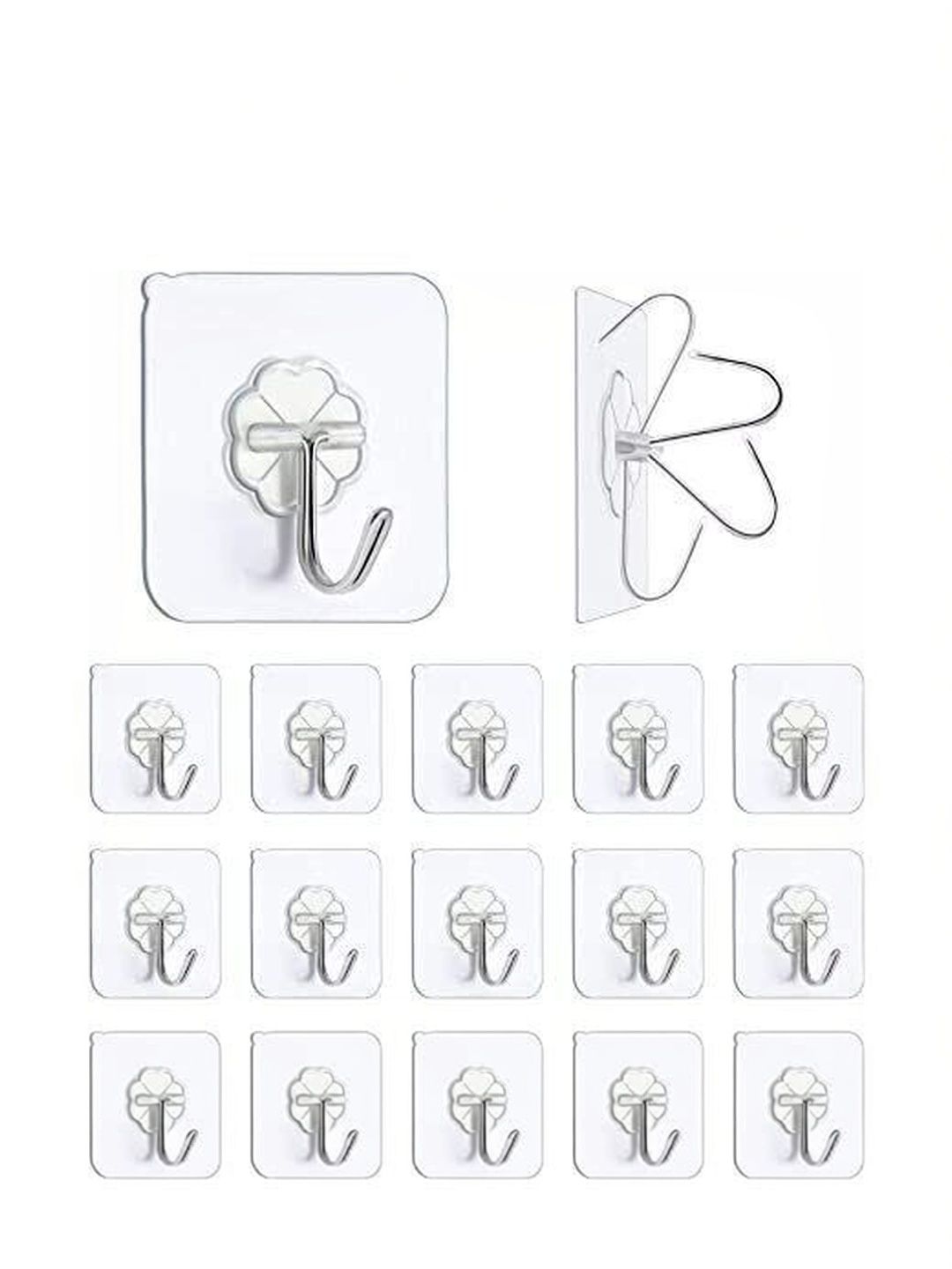 REDCARP Set Of 15 Transparent Adhesive Hooks & Holders-picture-34