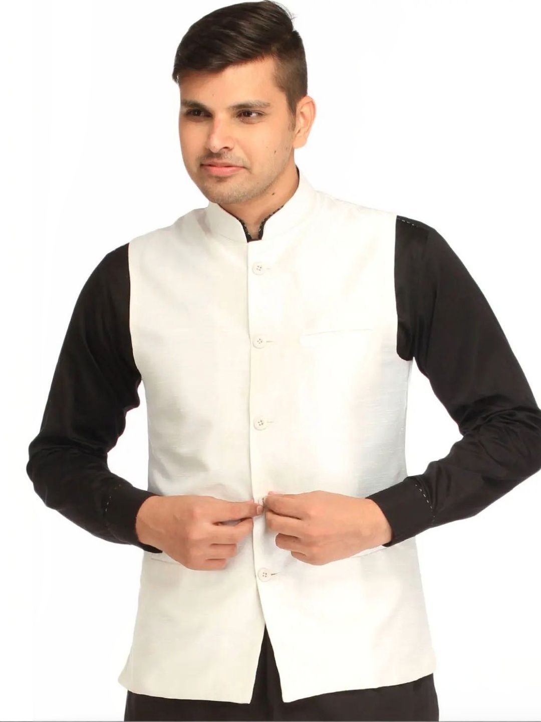 EPSI Mandarin Collar Woven Nehru Jackets-picture-49