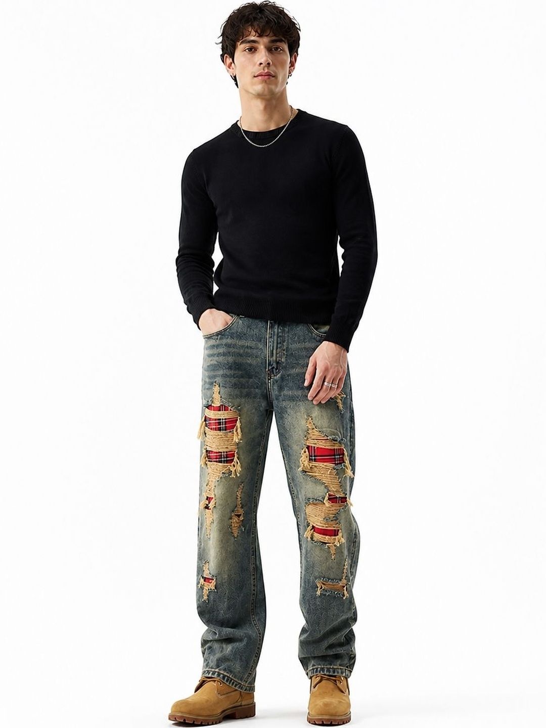 Suo Men Regular Fit Mid-Rise Highly Distressed Jeans-picture-57